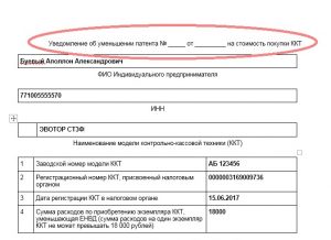 Вычет на патенте